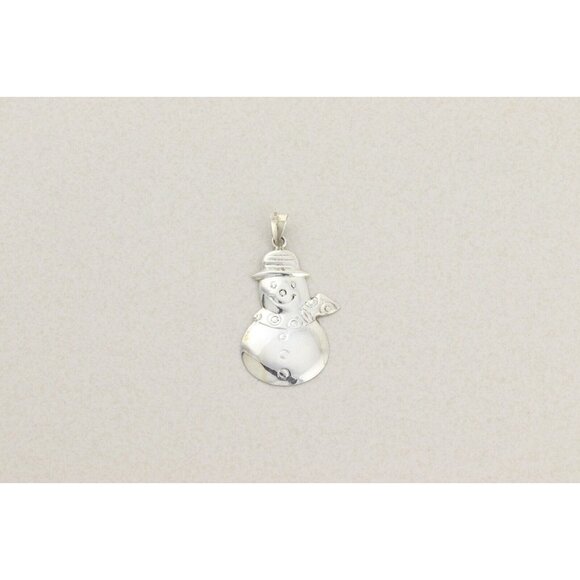 Sterling Silver Snowman Christmas Ornament or Pendant 1 3/4" x 1" - Picture 6 of 6